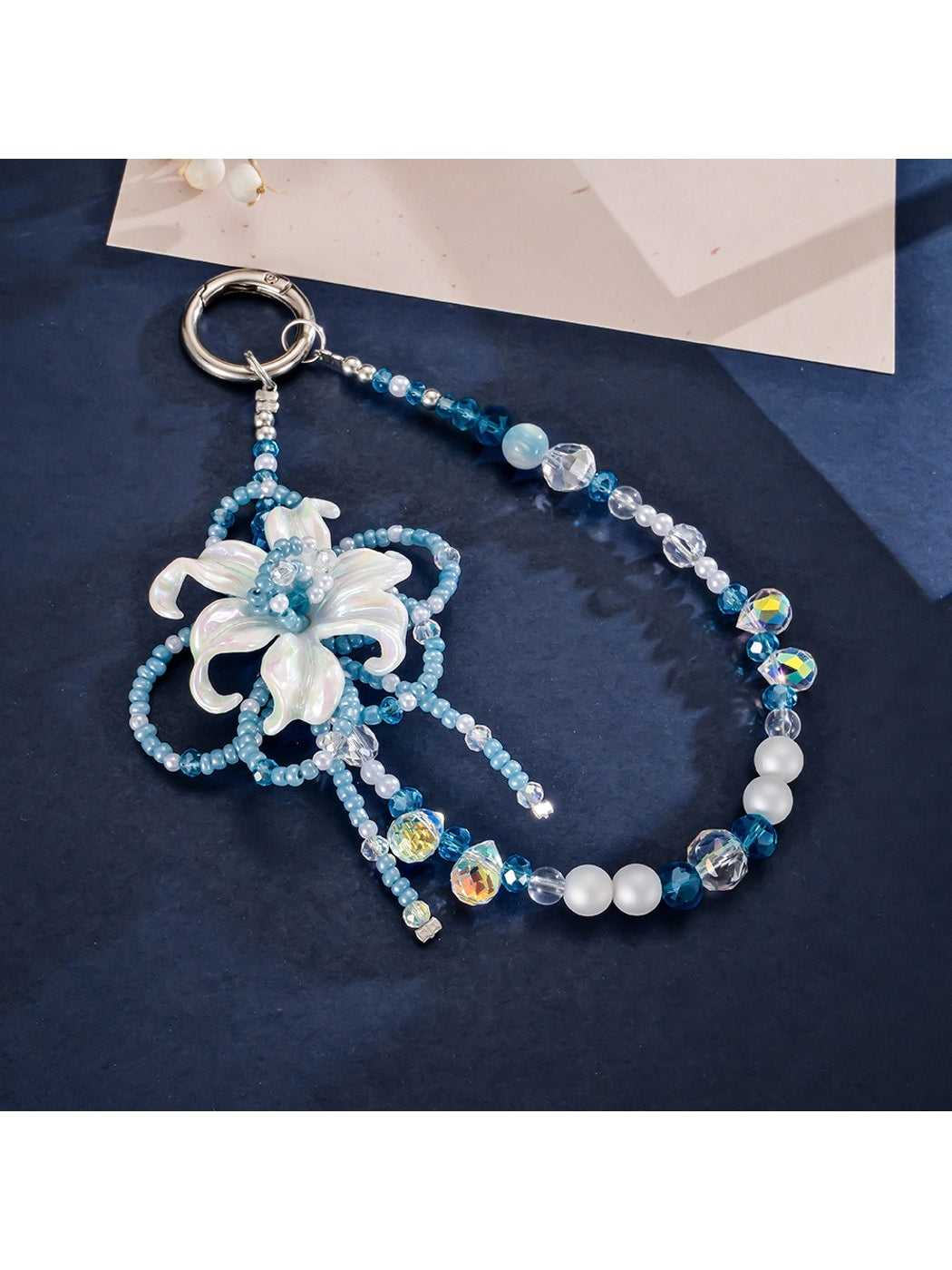 Keypus - Sculpted Iris Flower Beaded Bag Charm Keychain