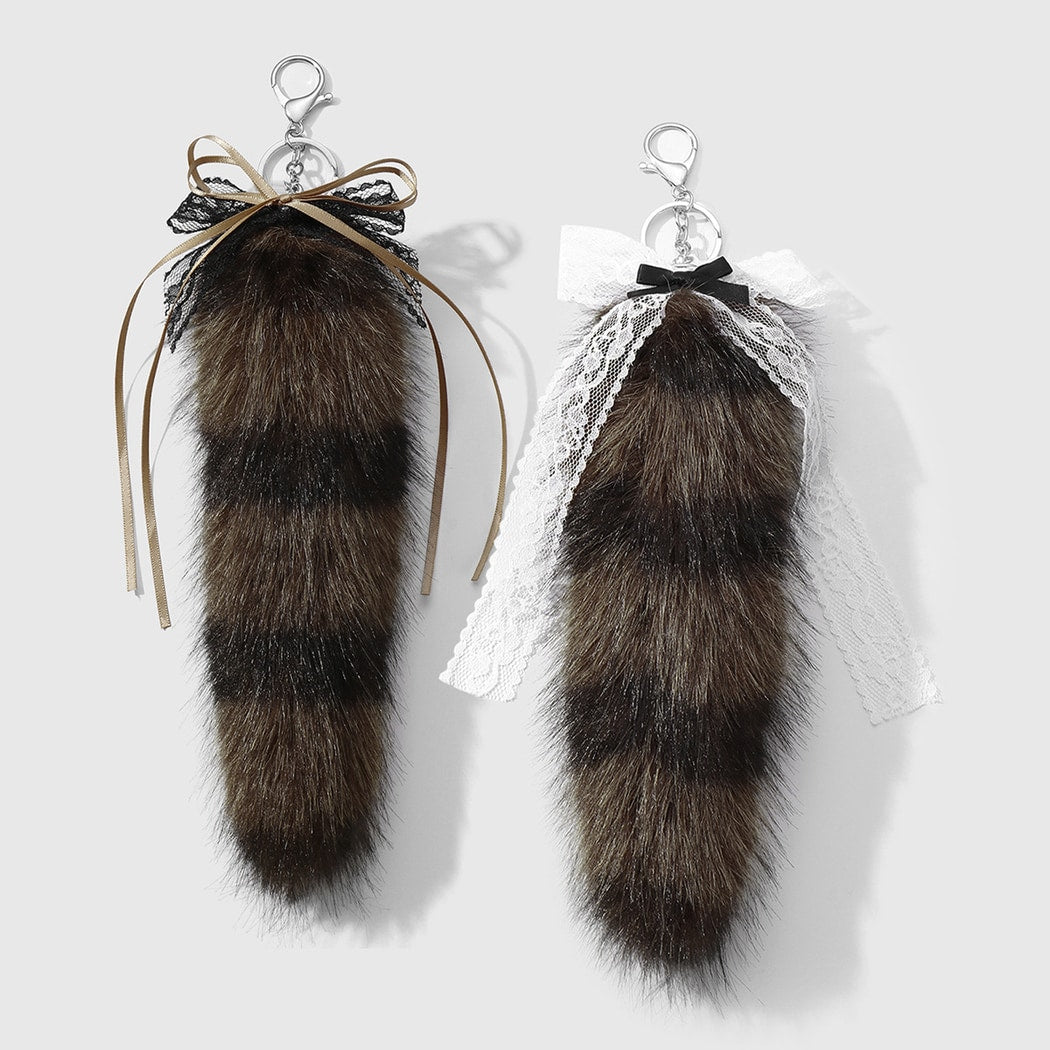 Keypus - Lace Bow Plush Tail Hanging Keychain