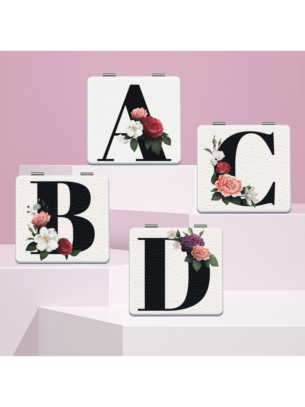 Mirroray - English Letter Floral Folding Makeup Mirror