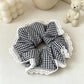 Gifty - Plaid Lace Trim Polyester Scrunchie