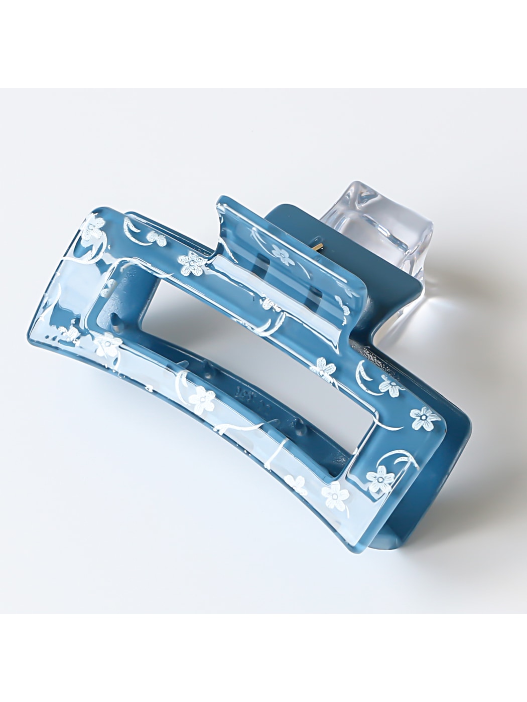 Beau - Square Hollow Floral Print Hair Claw Clip