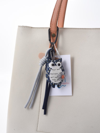 Keypus - Cute Navy Blue Owl Keychain