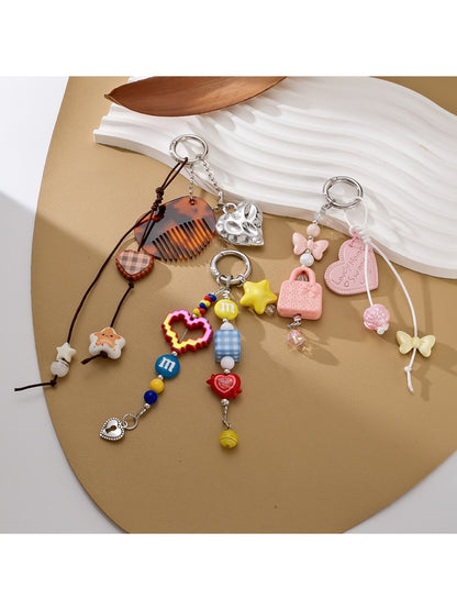 Keypus - Decorative Motif Beaded Handbag Accent Keychain