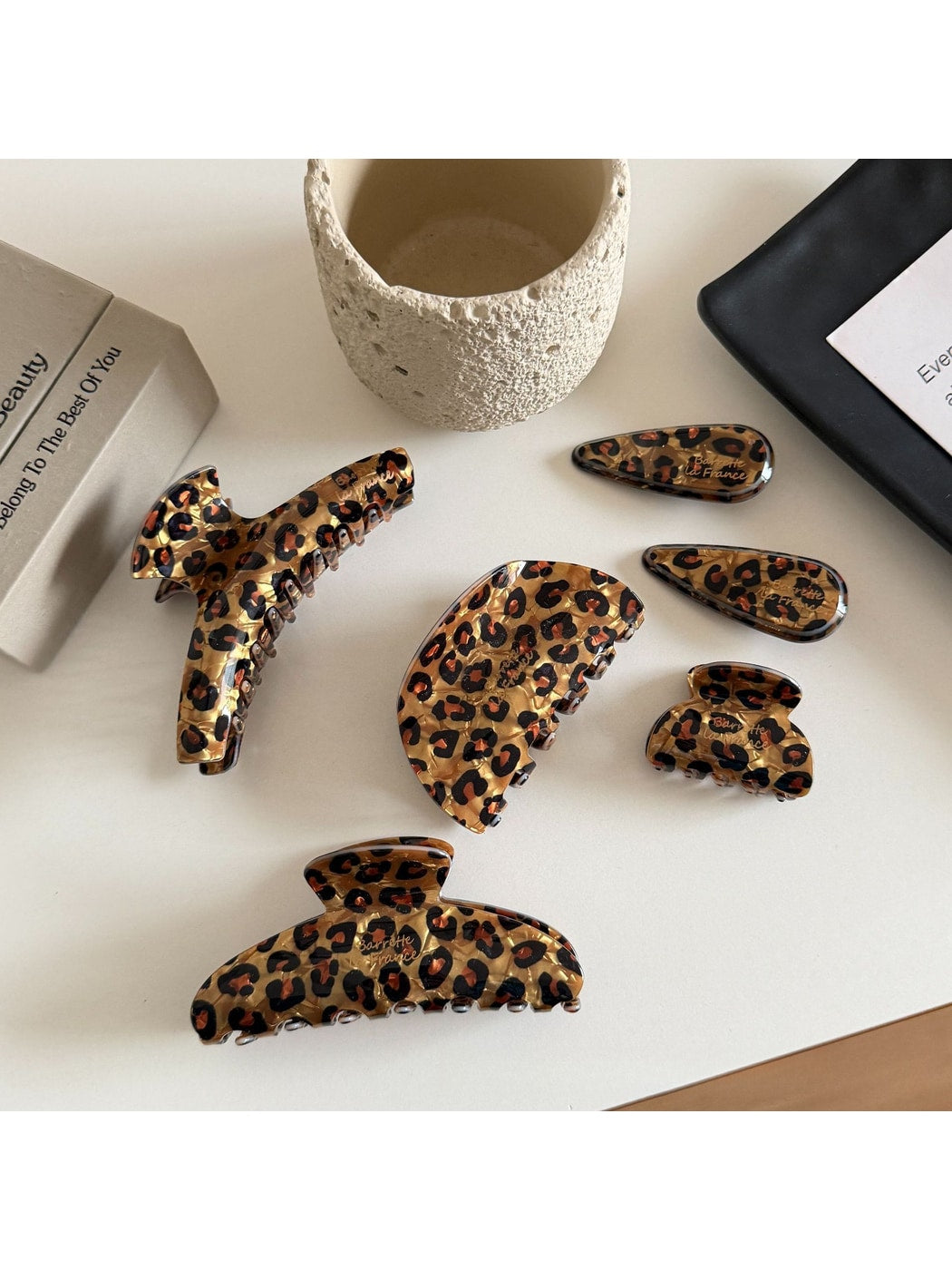 Beau - Leopard Print PVC Alloy Everyday Claw Clip