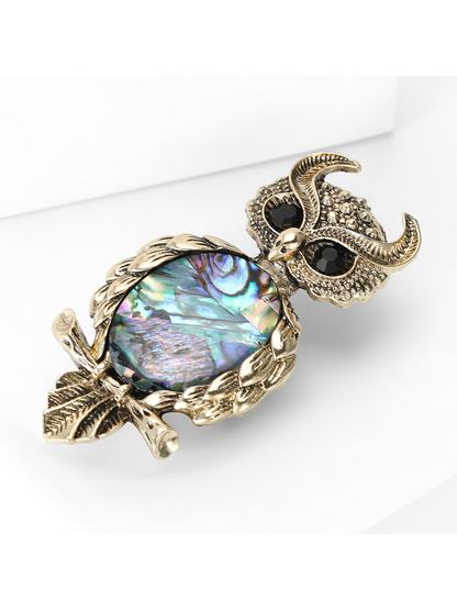 Brovia - Animal Shape Owl Inlay Decorative Brooch