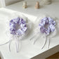 Gifty - Purple Checked Lace Frill Bow Detail Scrunchie