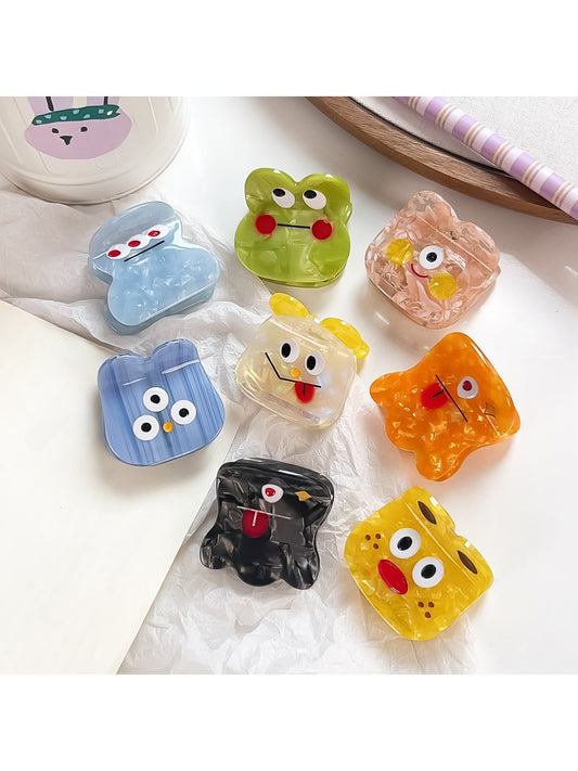 Beau - Playful Face Design Acetate Claw Clip