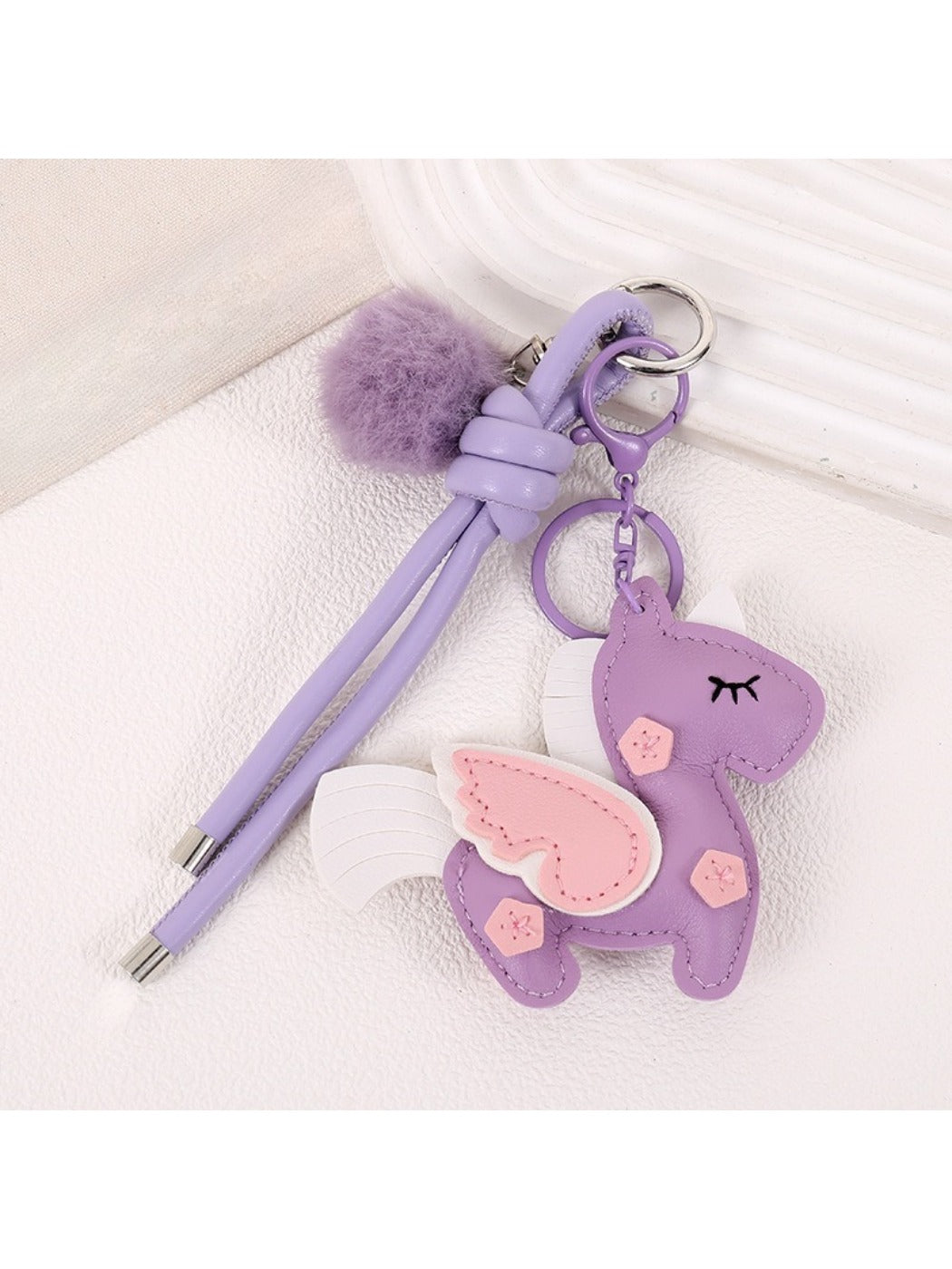 Keypus - Color-Blocked Unicorn-Shaped Charm Keychain
