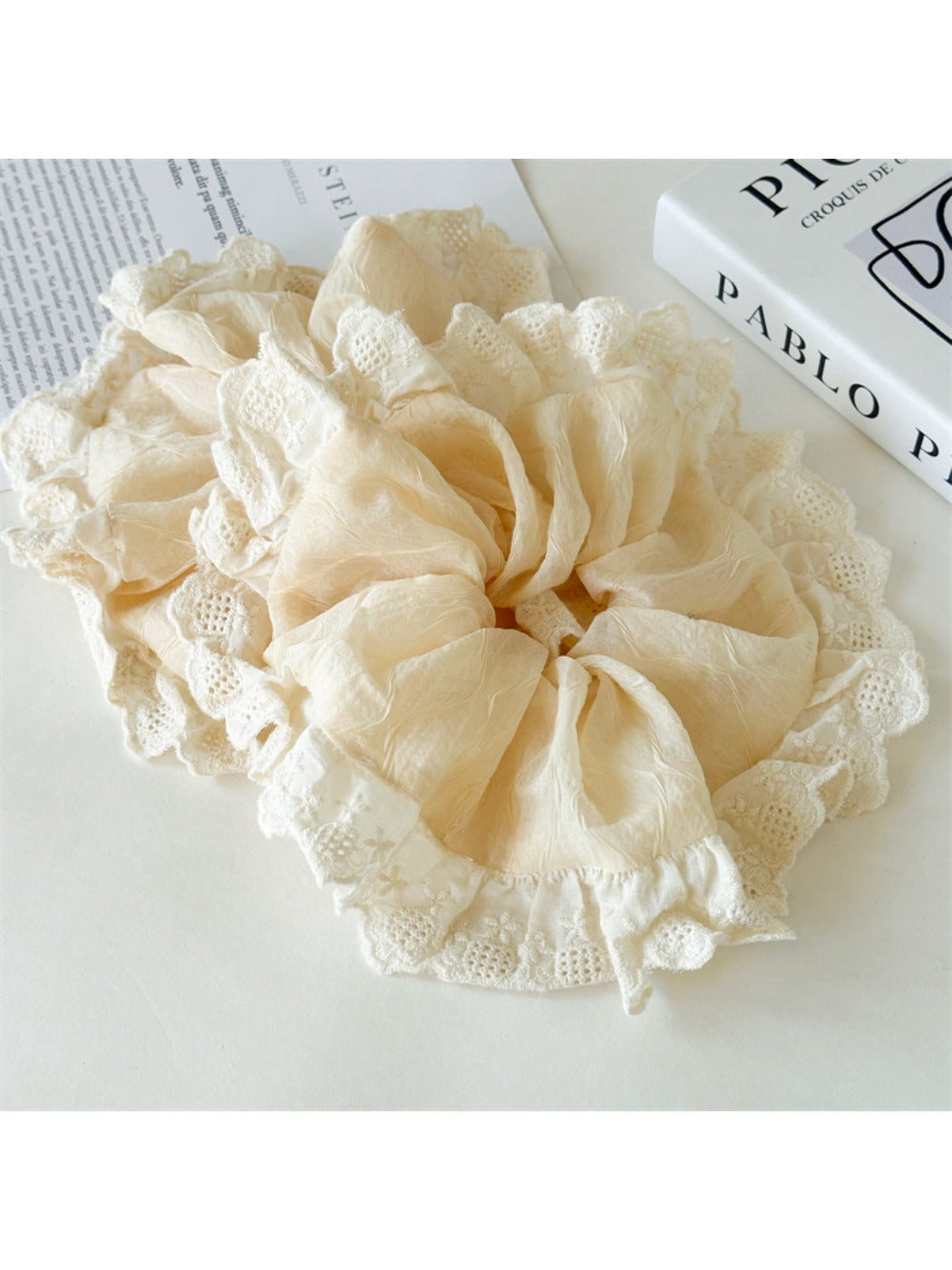 Gifty - Cream Apricot Lace Hair Tie