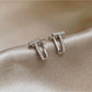 Earedge - Clean Line T Shape Alloy Fashion Stud Earrings