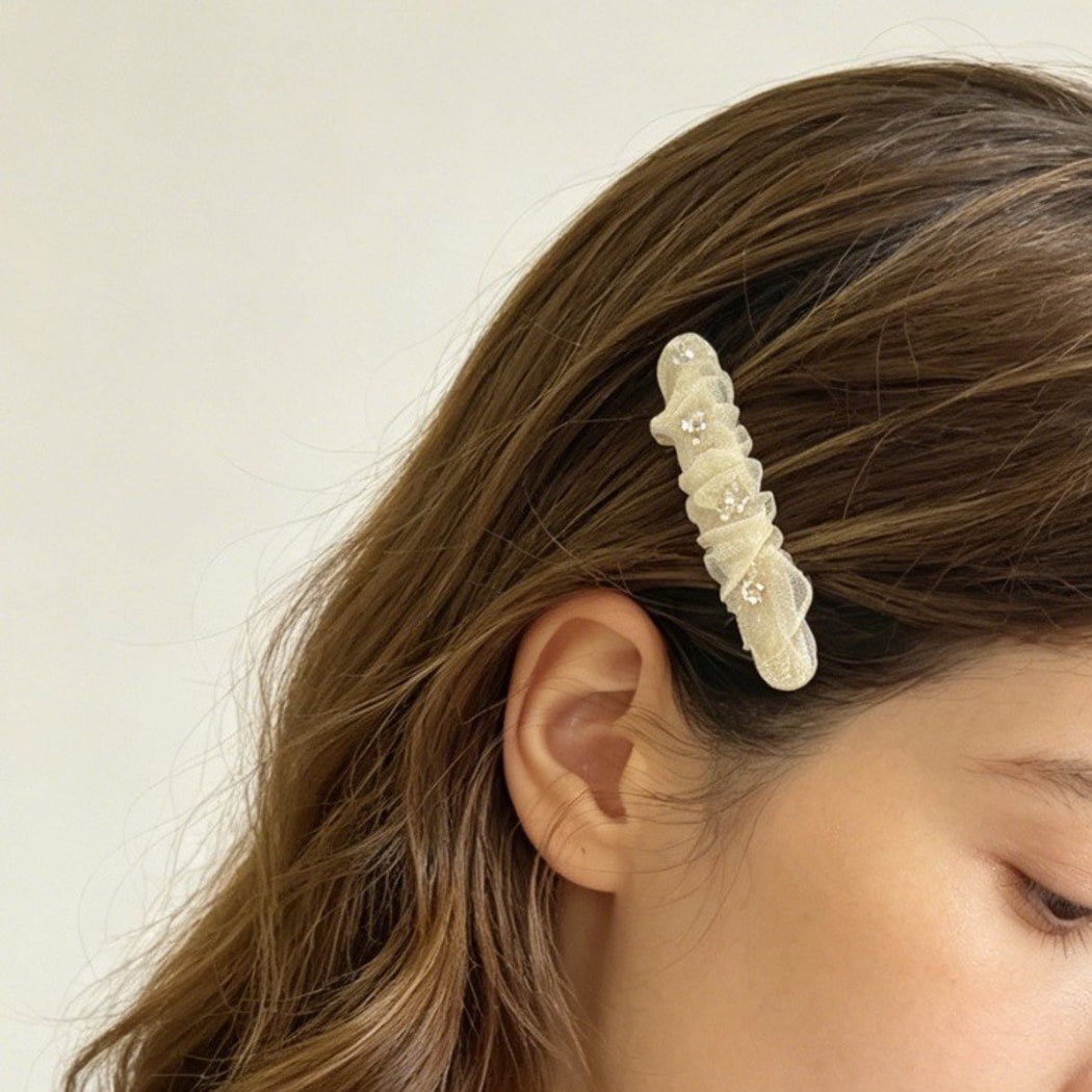 Beau - Sweet Mesh Heart and Star Detail Hair Clip