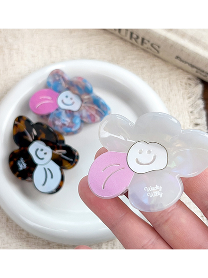 Beau - Smiley Flower Acetate Fiber Claw Clip