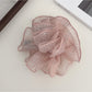 Gifty double layer ruched scrunchie in soft pink, styled with casual outfit