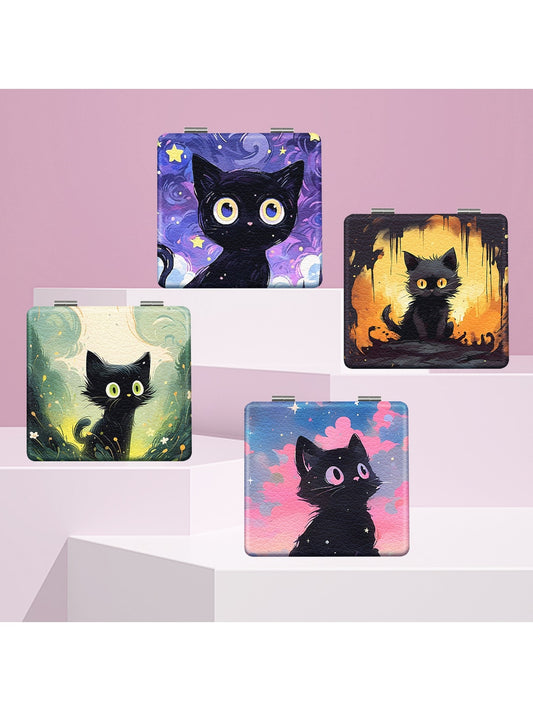 Mirroray - Cartoon Cat Pattern Folding Makeup Mirror