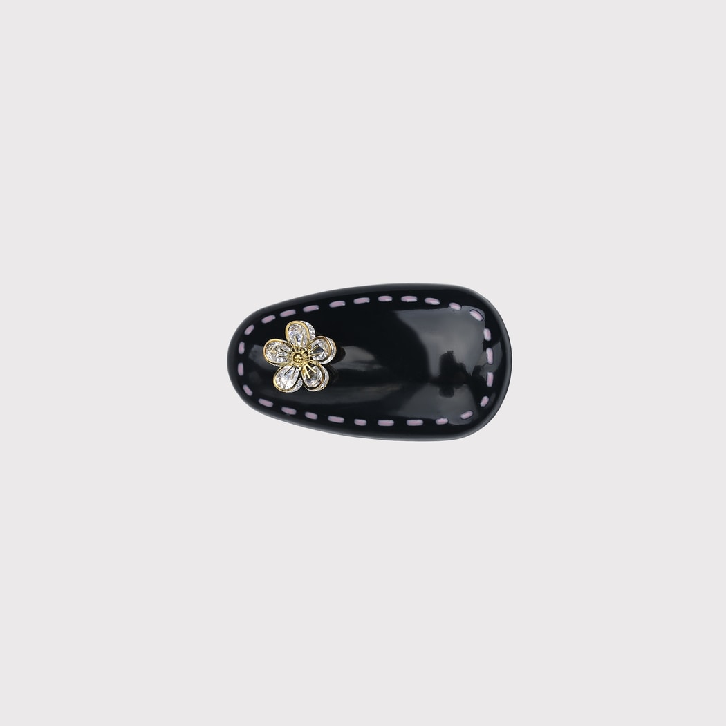 Beau - Elegant Black Rounded Floral Hair Clip Set
