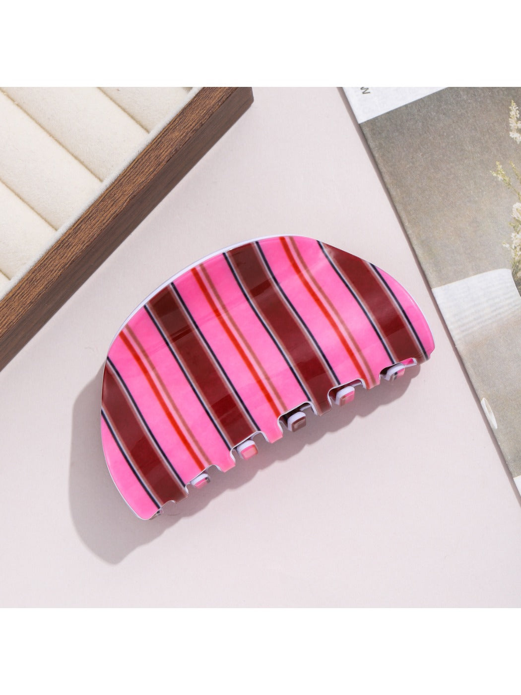Beau - Blue Brown Stripes Claw Clip