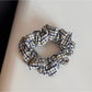 Beau - Plaid Fabric Covered Oval Alloy Hair Clip