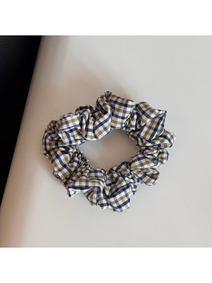 Beau - Plaid Fabric Covered Oval Alloy Hair Clip