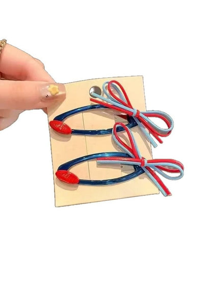 Beau - Color-Blocked Red and Blue Hair Clip