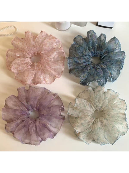Gifty - Vintage Floral Polyester Ponytail Scrunchie