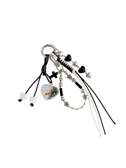 Keypus - Beaded Woven Heart Bag Charm Keychain