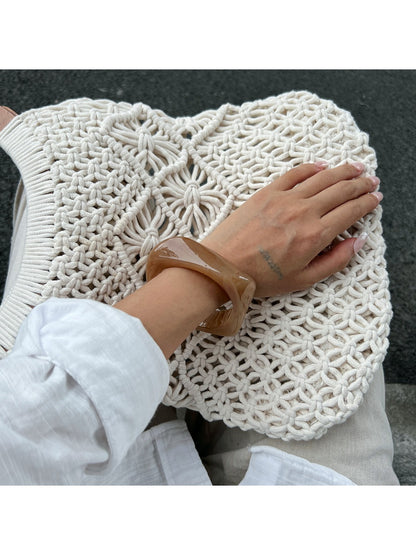 Lovra Chic Irregular Bangle Bracelet styled with other jewelry pieces