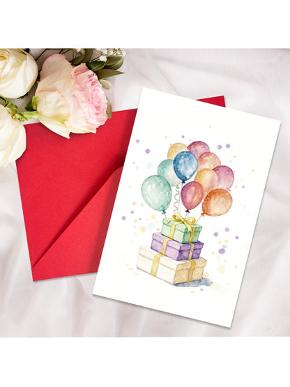 Carduria - Watercolor-Inspired Birthday Cake Greeting Card