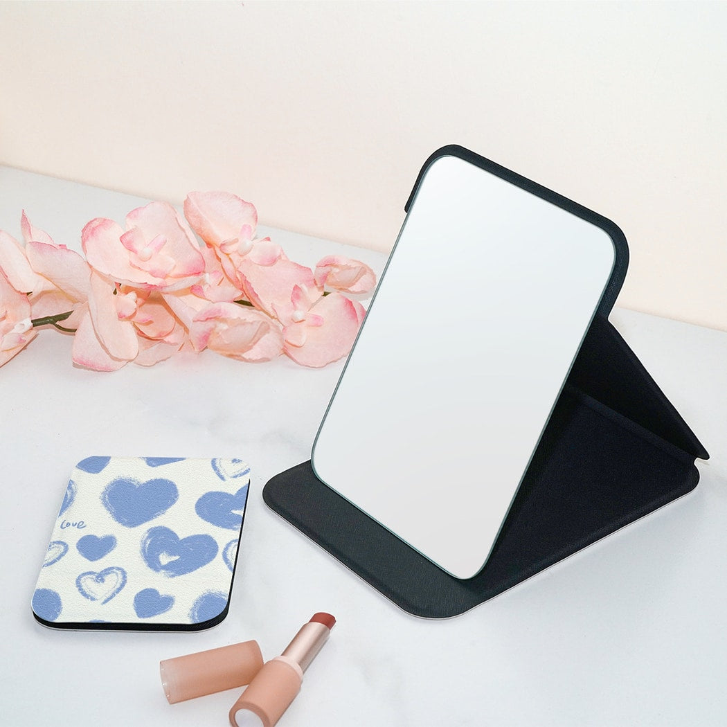 Mirroray - Floral Pattern PU Frame Folding Makeup Mirror