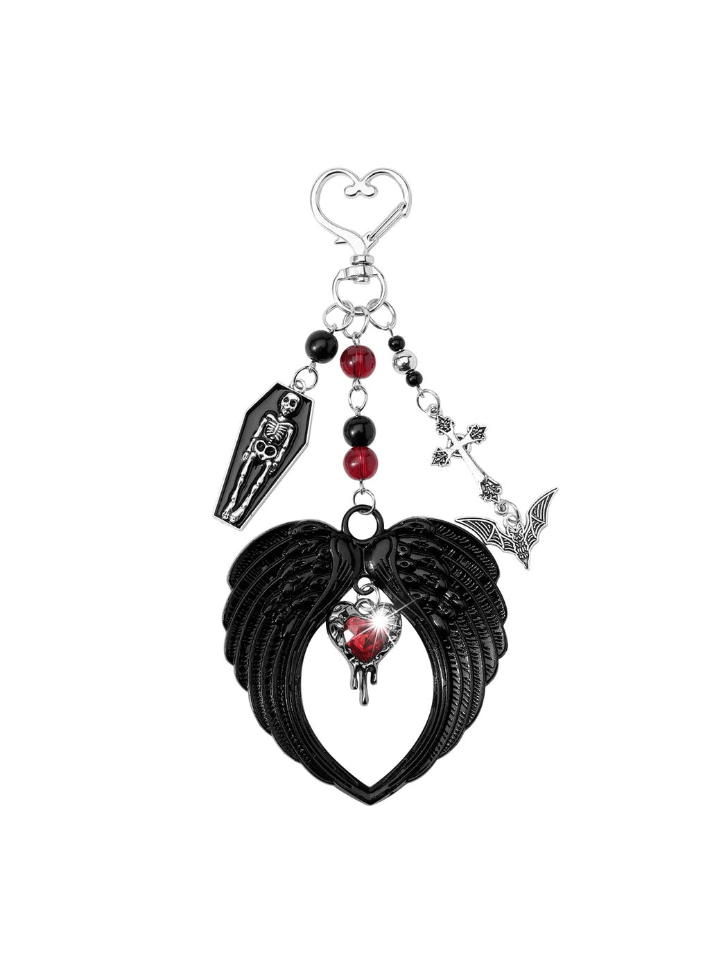 Keypus - Y2K Gothic Bat Coffin Wing Heart Keychain