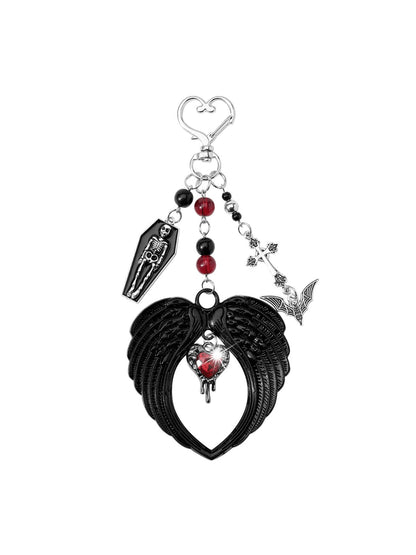 Keypus - Y2K Gothic Bat Coffin Wing Heart Keychain