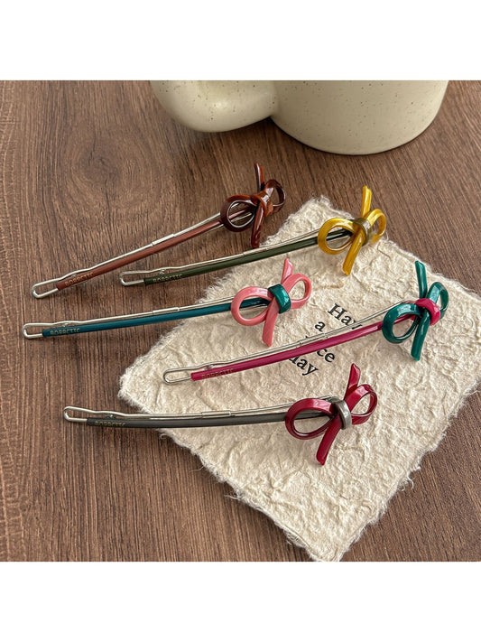 Beau - Retro Bow Detail Acetate Alloy Side Barrette