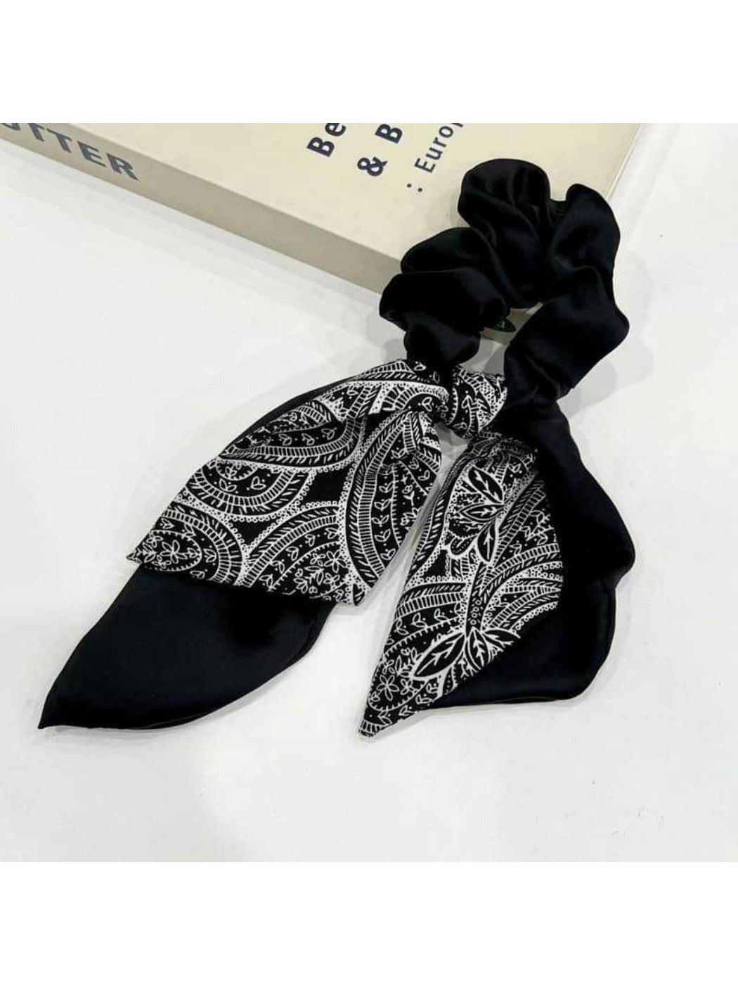 Gifty - Floral Bow Hair Scarf Ribbon Tie Elegant