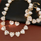 Nozari - Heart Rhinestone Collarbone Chain Necklace Set