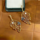Earedge - Elegant Openwork Leaf Shaped Drop Earrings