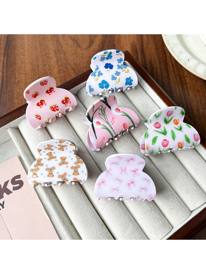 Beau - Sweet Printed Ring Acrylic Hair Claw Clip