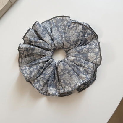Gifty - Rose Print Layered Ruffle Fabric Hair Scrunchie