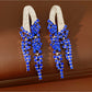 Earedge - Geometric Rhinestone Tassel Dangle Stud Earrings