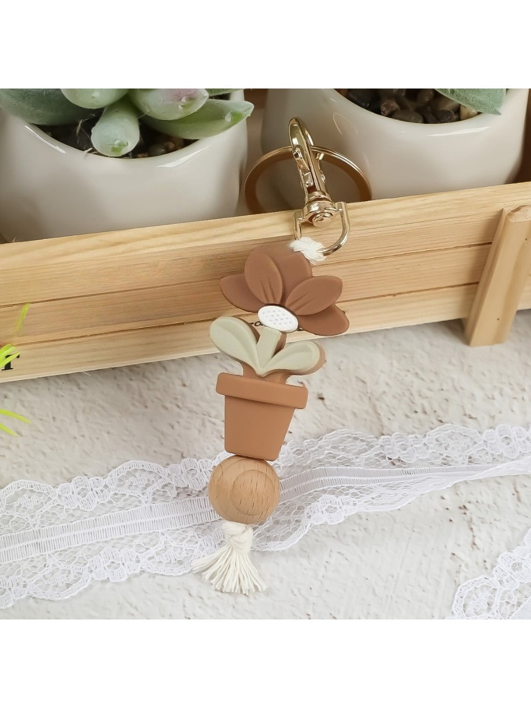 Keypus - Silicone Lotus Potted Plant Keychain