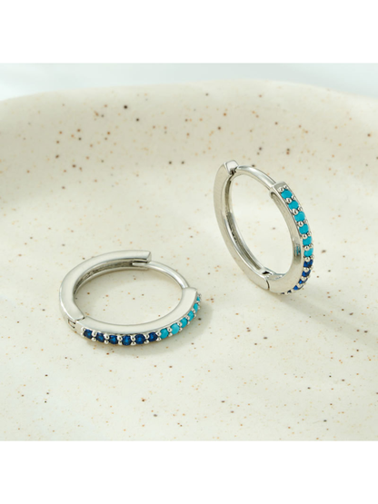 Earedge - Geometric Blue Gradient Alloy Earrings