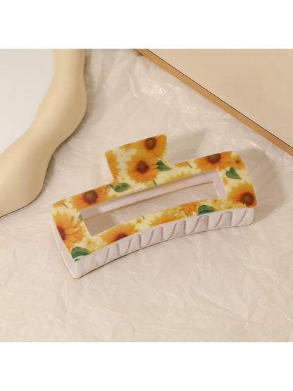 Beau - Square Openwork Floral Hair Claw Clip