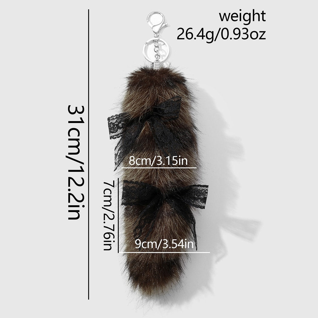 Keypus - Lace Bow Plush Tail Hanging Keychain
