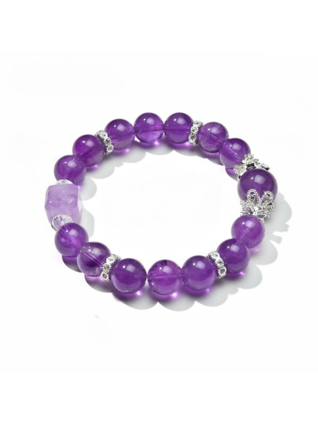 Lovra elegant crystal beaded bracelet coiled to show its flexible band