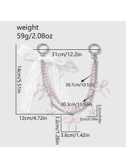 Keypus - Y2K Beaded Bow and Heart Keychain Bag Charm