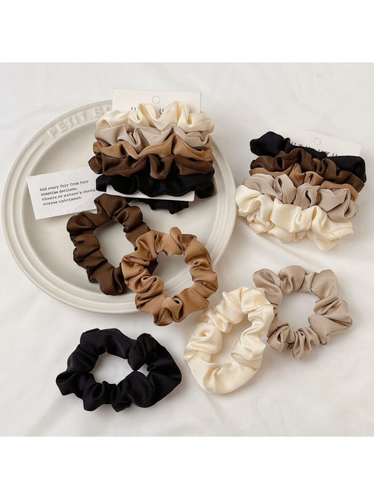 Gifty - 5PCS Colorful Satin Hair Scrunchies Set
