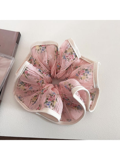 Gifty - Ruffled Small Floral Trim Scrunchie