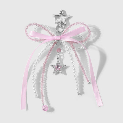 Keypus - Sweet Beaded Bow Star and Moon Keychain