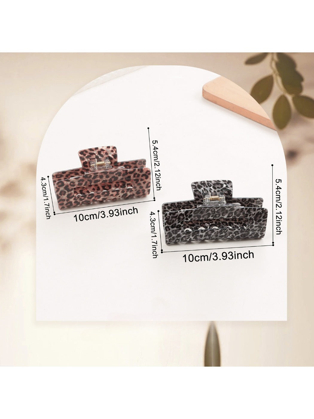 Beau - Leopard Print Square Openwork Claw Clip