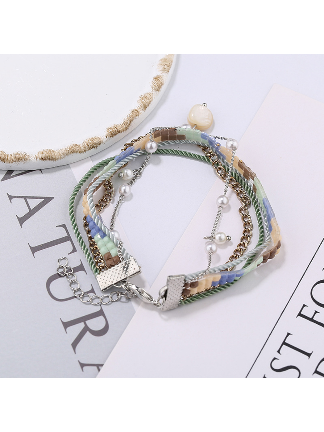 Lovra - Beaded Bohemian Wave Detail Beaded Bracelet