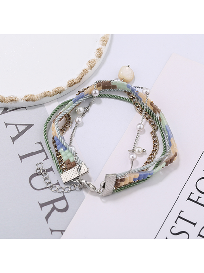 Lovra - Beaded Bohemian Wave Detail Beaded Bracelet