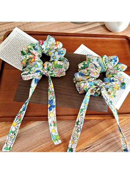 Gifty - Sweet Floral Print Fabric Ponytail Scrunchie